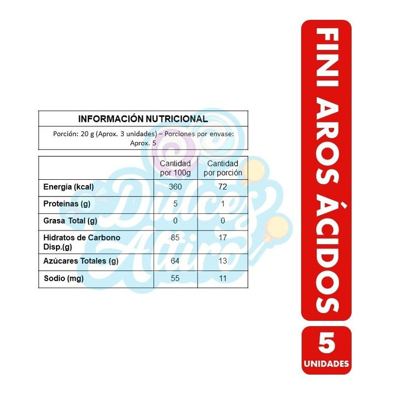 Gomitas De Aros Acidos Fini (pack Con 5 Unidades)