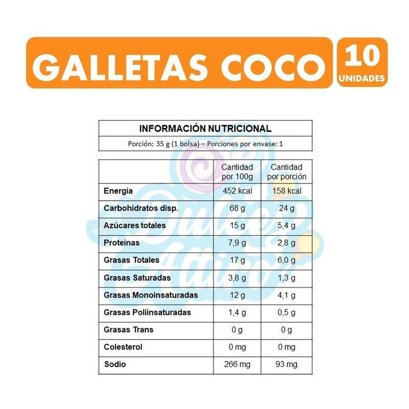 Galletas Sabor Coco Para Colación Dosenuno (pack De 10 Uni)
