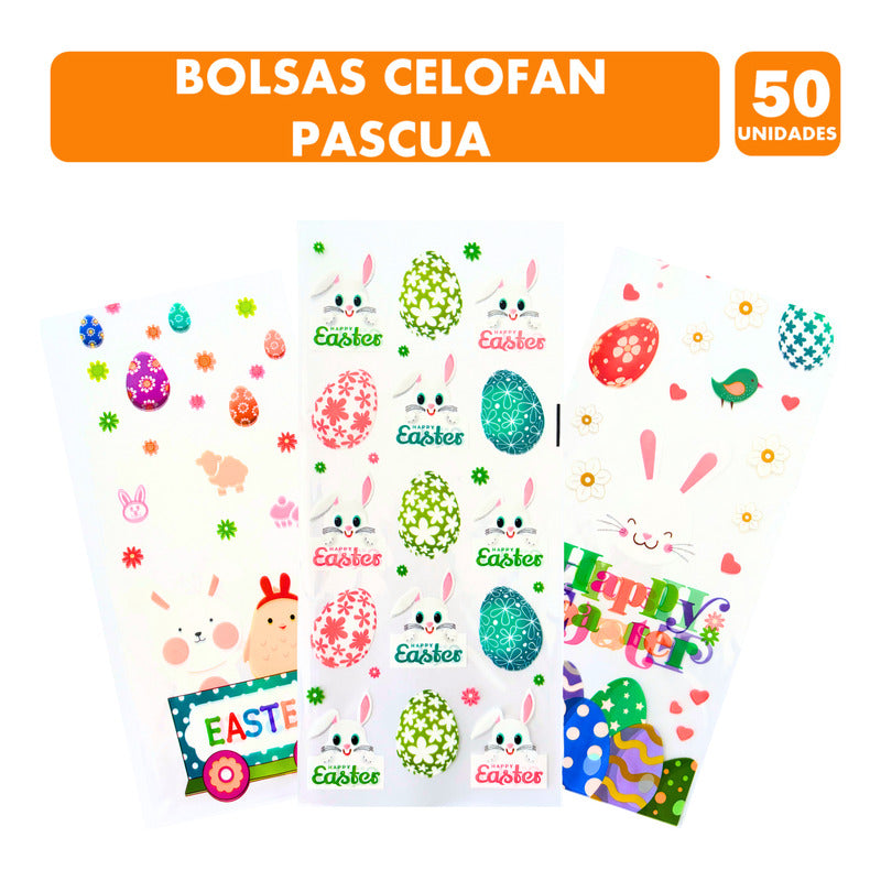 Bolsa Celofan Con Amarra Especial Huevitos De Pascua -  50u