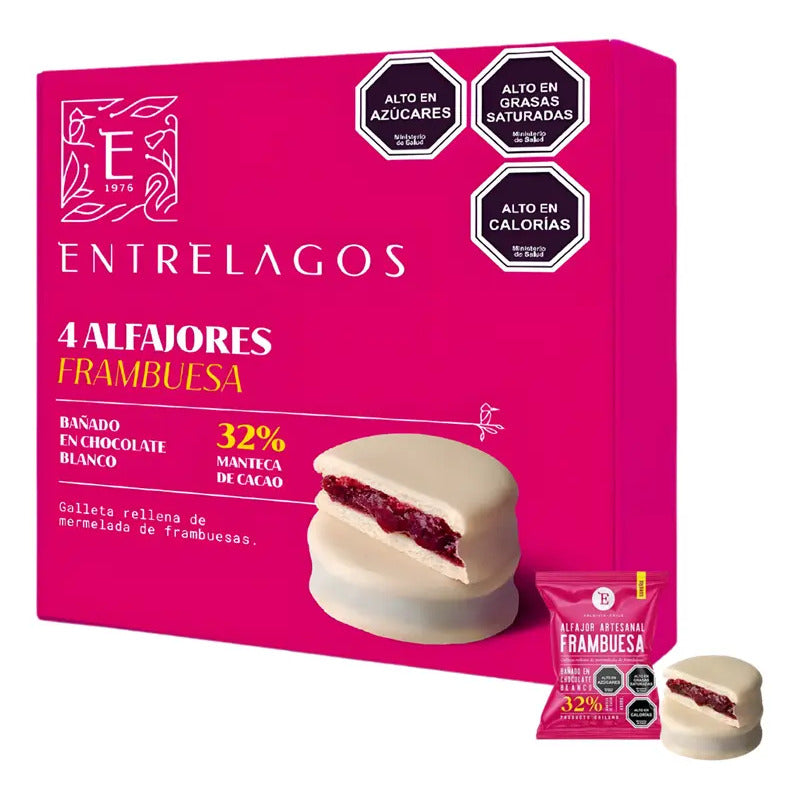 Alfajor Entrelagos Frambuesa Y Chocolate Blanco 32% (4 Uni)