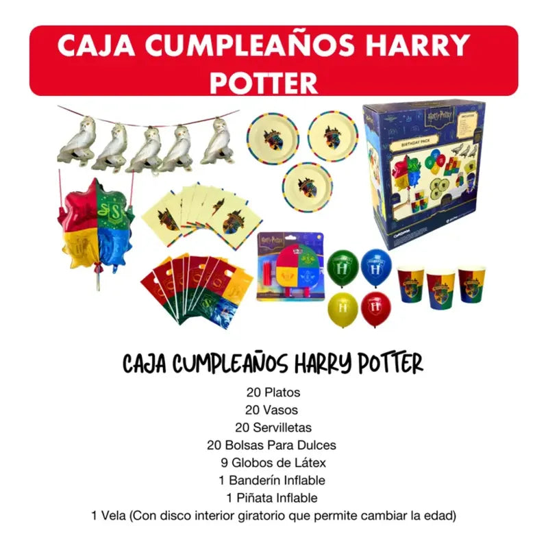 Pack Cumpleaños Harry Potter - Kit Decoración (20 Personas)