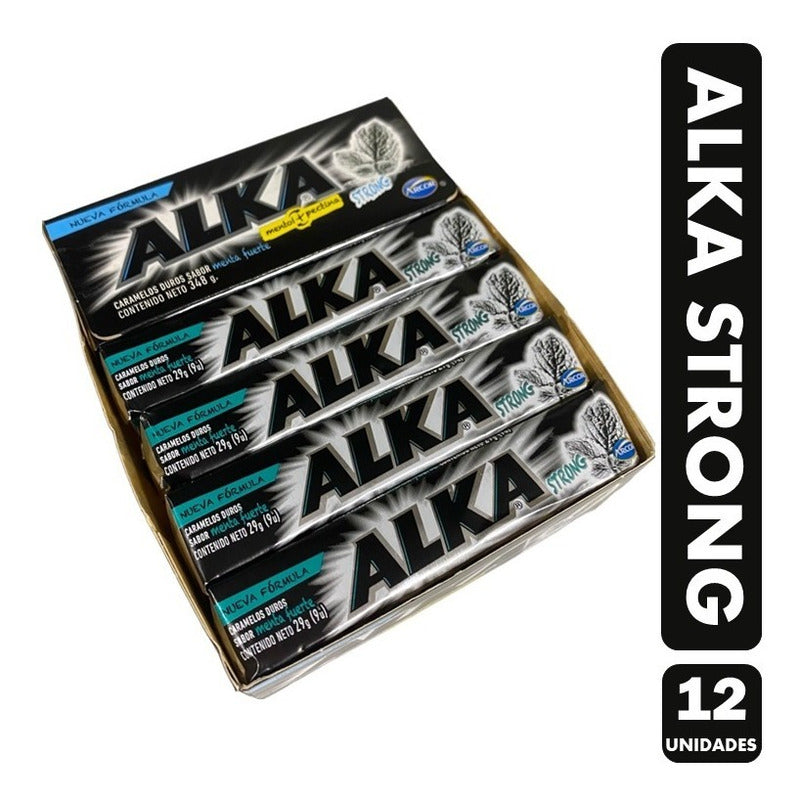 Caramelos Alka Strong Negro De Arcor (caja Con 12 Unidades).