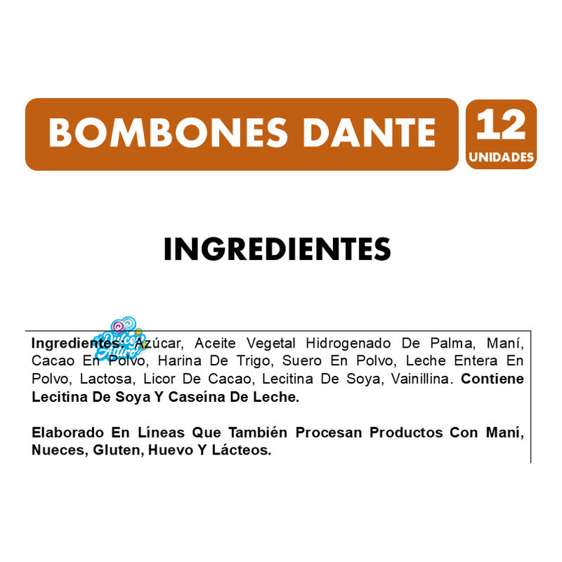 Bombones De Chocolate Y Mani - Dante (caja Acrilica Con 12u)