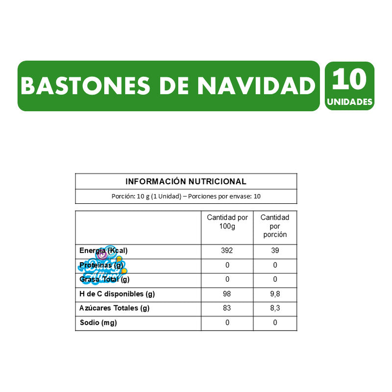 Bastones De Navidad Ambrosoli (contiene 10 Unidades)