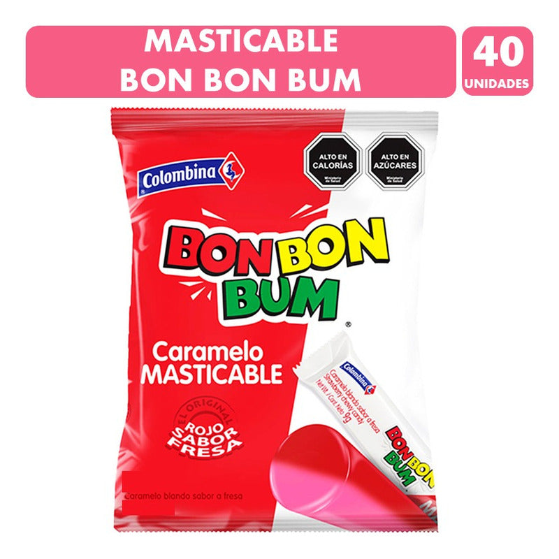 Masticable Bon Bon Bum Rojo Sabor Fresa (bolsa 40un)