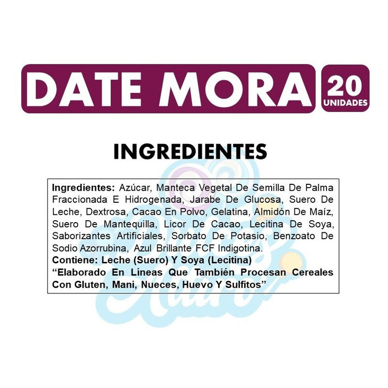 Marshmallows Date Mora Sabor Mora (caja Con 20 Unidades)