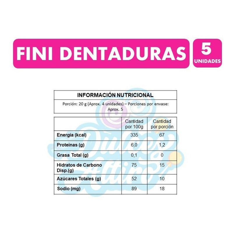 Gomitas Fini - Forma De Dientes - Bolsa De 90g (pack Con 5u)