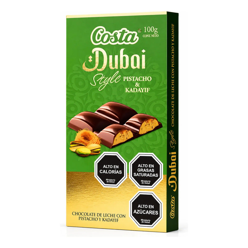 Chocolate Dubai De Costa - Sabor Pistacho Y Kadayif (100g)