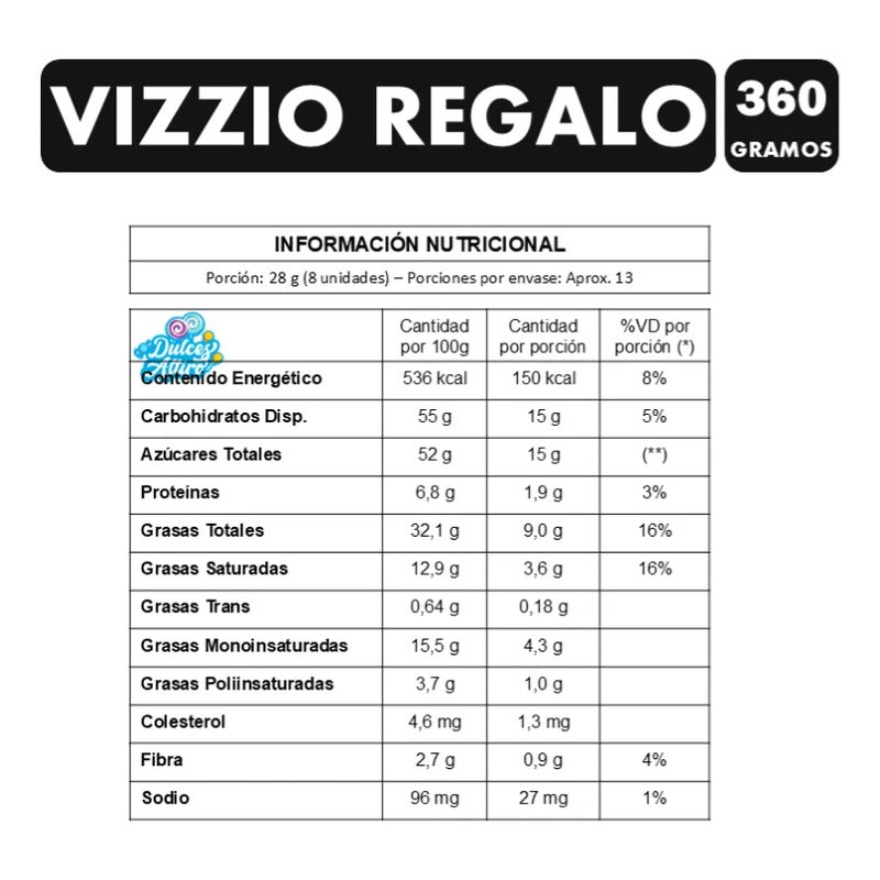 Vizzio Tamaño Gigante - Chocolate Con Almendras Para Regalo