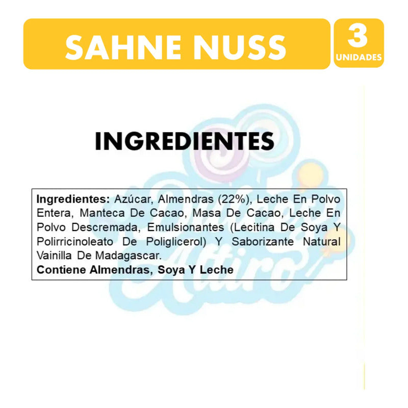 Sahne Nuss Barra De Chocolate 250g (pack De 3 Unidades)
