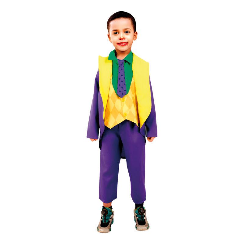 Disfraz Payaso Loco Traje Morado Infantil Niño Halloween Lila 10-12
