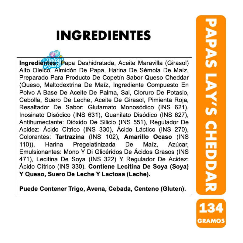Papas Fritas Lays Stax - Sabor Queso Cheddar