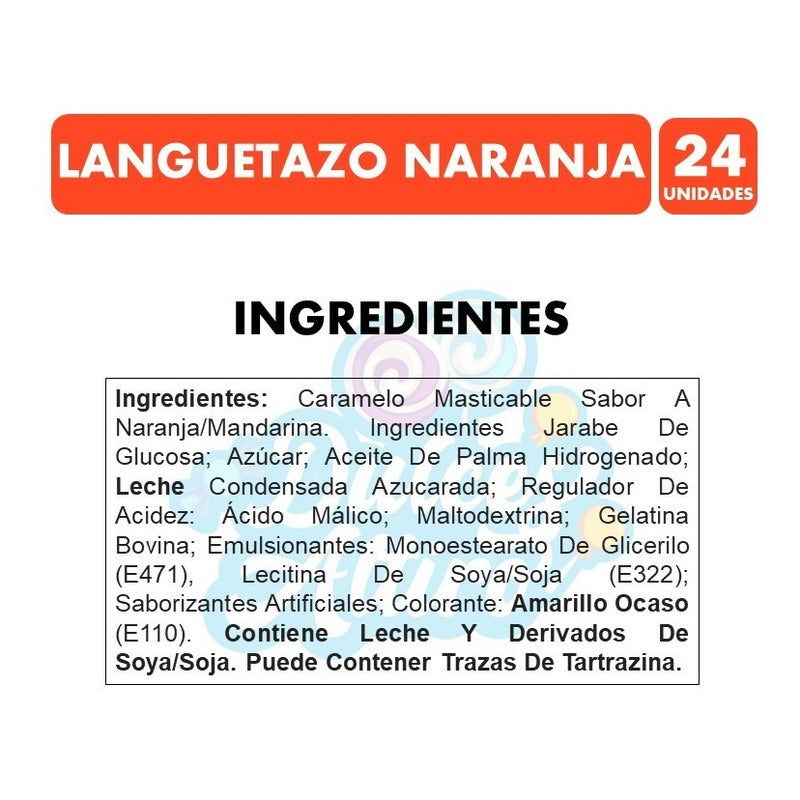 Langüetazo Naranja - Caramelos (caja Con 24 Unidades)