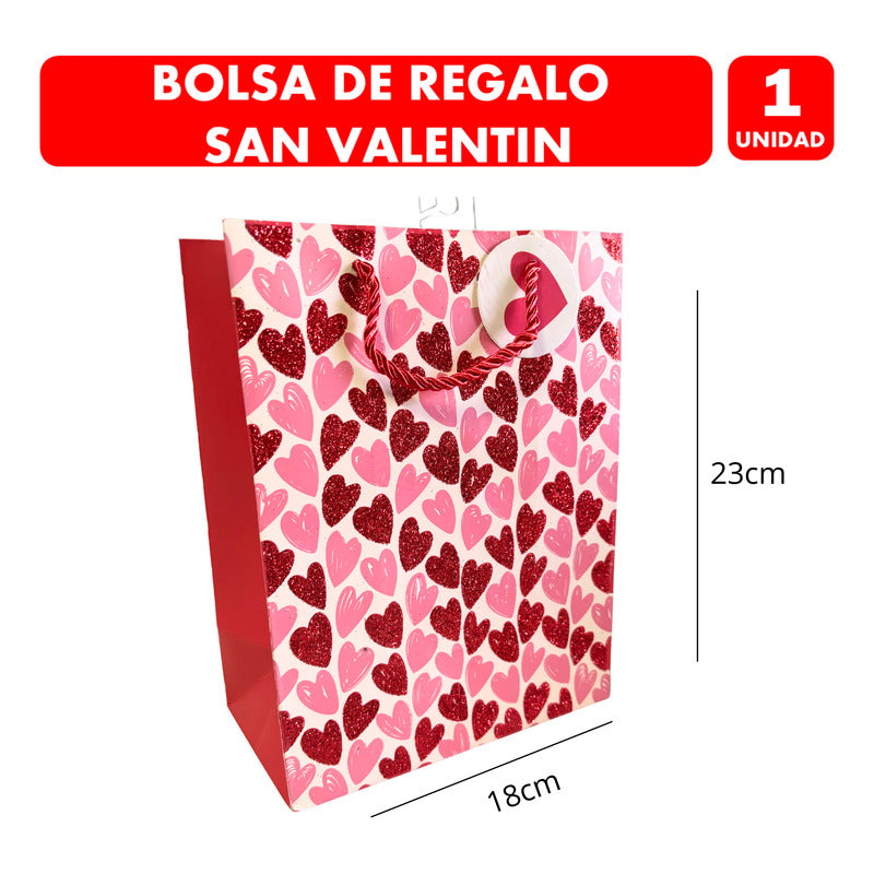 Bolsa De Regalo Corazones Glitter Surtido 18x23 - Unidad Surtido Corazones Glitter