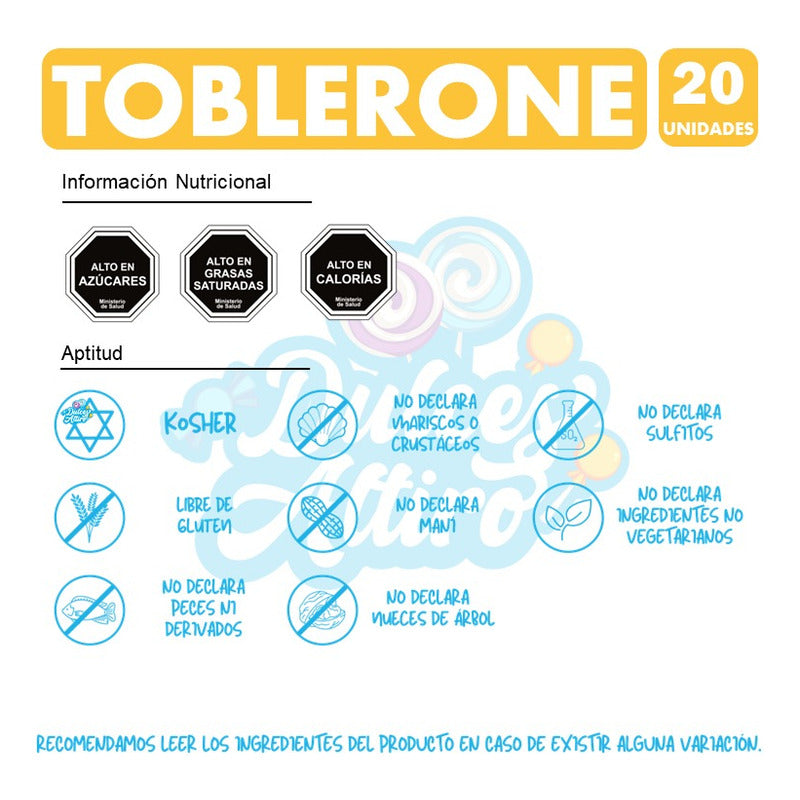 Chocolate Toblerone (bolsa Con 20 Unidades)