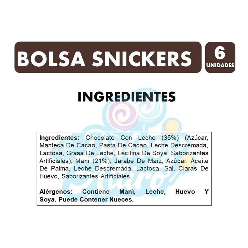 Chocolate Snickers Bolsa Con 6 Unidades