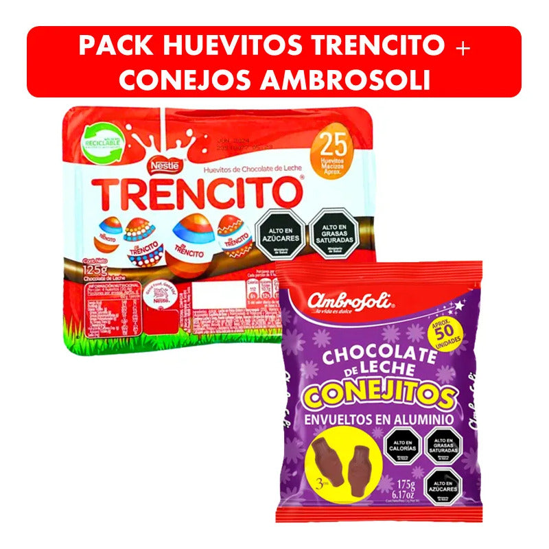 Pack Bolsa Conejitos Ambrosoli+ Huevitos De Pascua Trencito