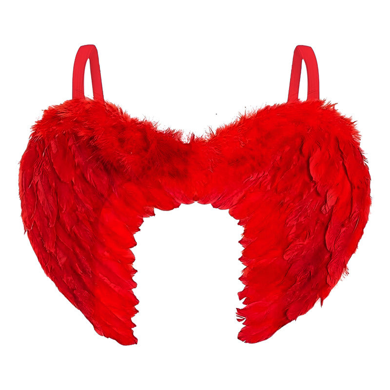 Alas De Ángel Plumas Rojas Especial Halloween Mujer 80x60 Rojo