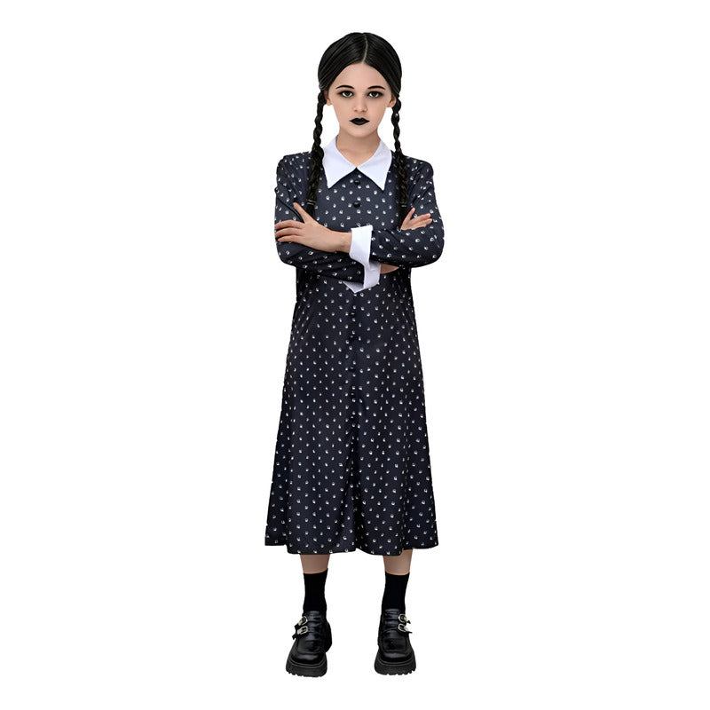 Disfraz De Merlina Clásico Negro De Halloween Para Niña 13-14