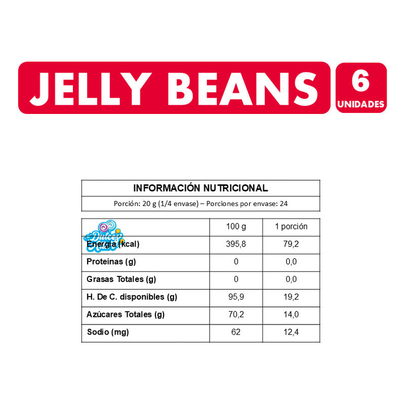 Jelly Beans -gomitas Confitadas Sabor A Frutas - Caja Con 6u