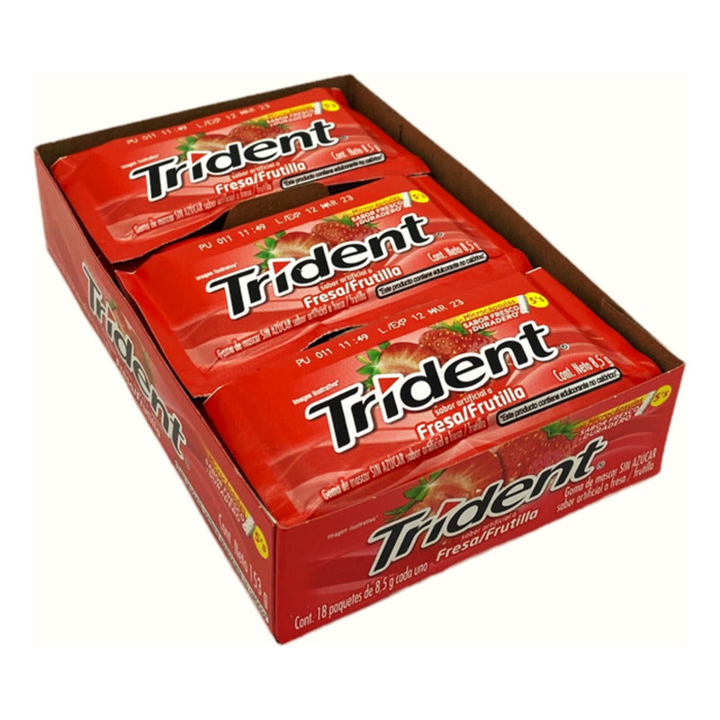 Trident Fresa - Frutilla Chicle Pack De 3 Cajas De 18un C/u