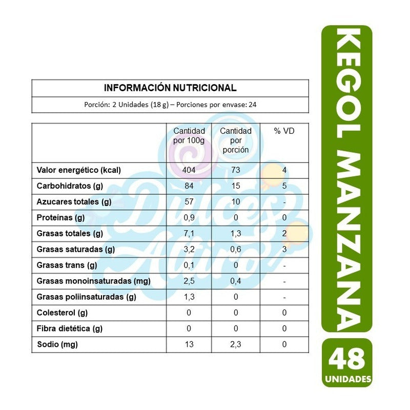 Kegol Sabor Manzana - Caramelos (caja Con 48 Unidades)