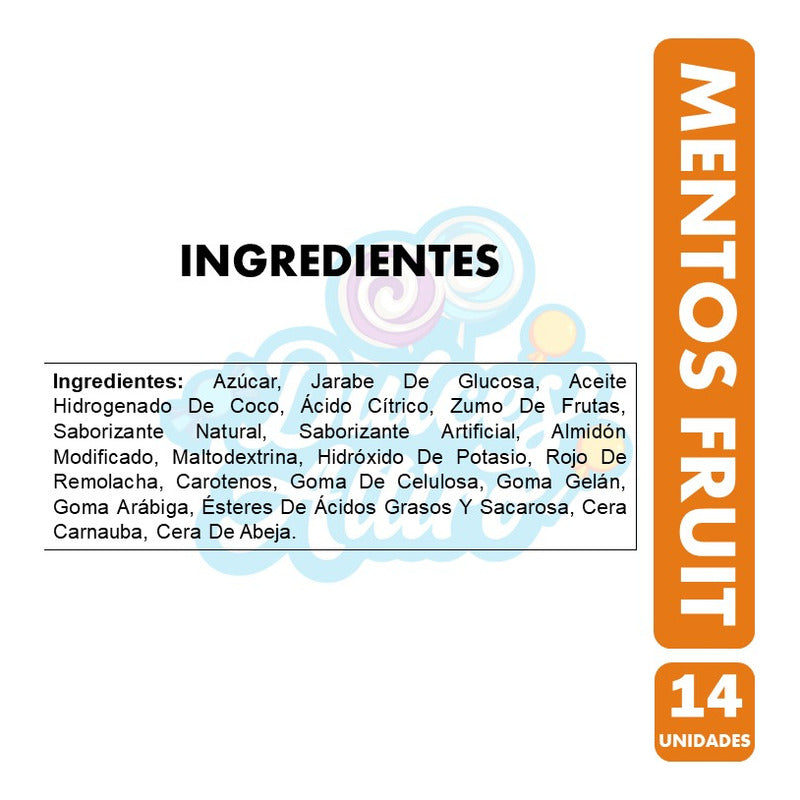 Mentos Sabor Frutas - Caramelos Masticables (caja Con 14 Un)
