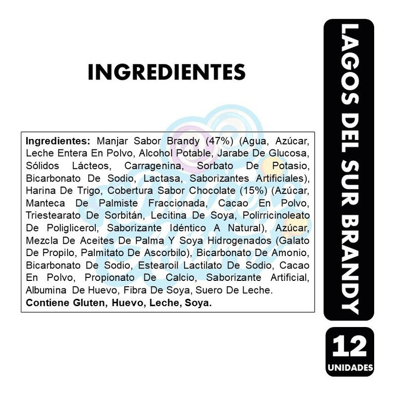 Alfajor Lagos Del Sur Sabor Brandy (pack De 12 Unidades)