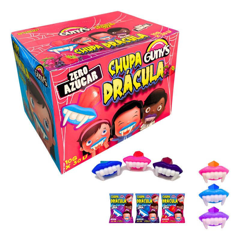 Dulces Para Halloween - Chupa Drácula Sin Azúcar (30 Uni)