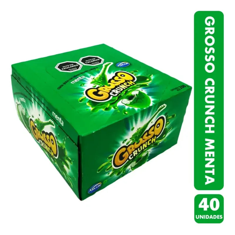 Grosso Crunch Sabor Menta - Caja Con 40 Unidades De Chicle