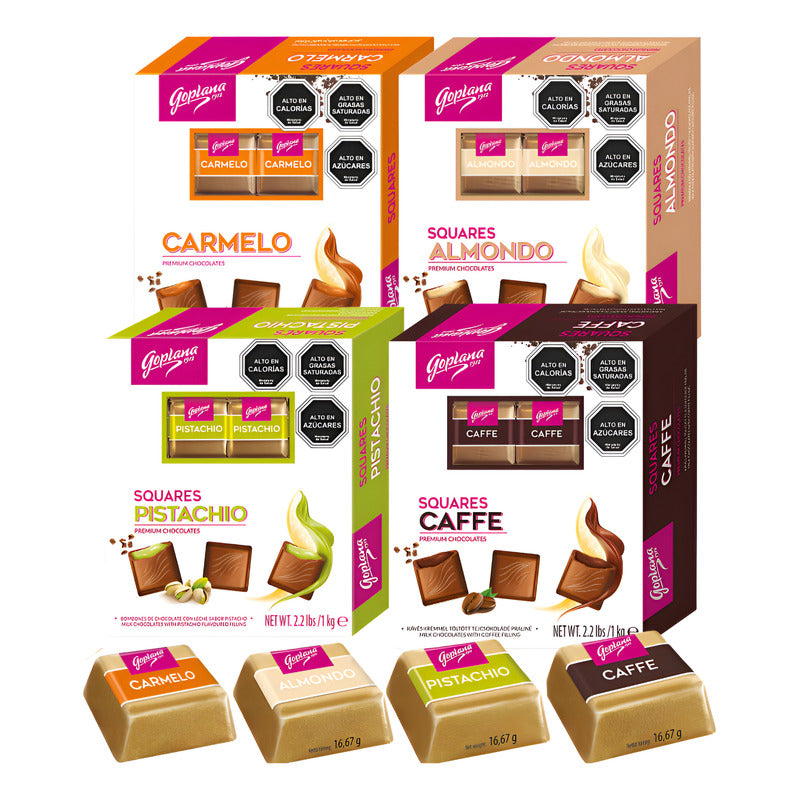 Bombones Squares Goplana Sabores Surtidos (pack De 4 Cajas)