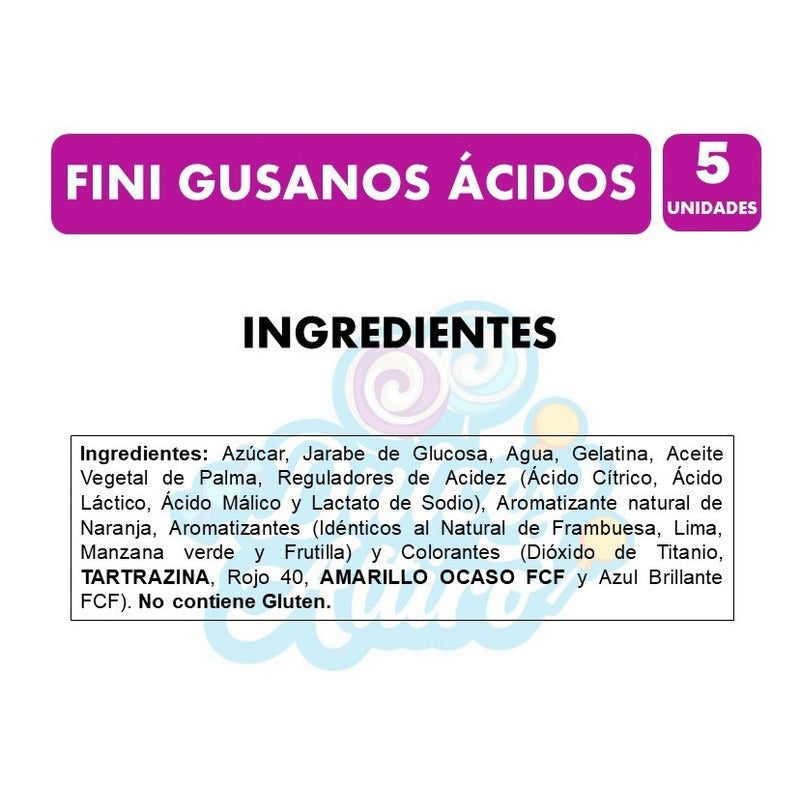 Gomitas Fini Gusanos Ácidos Sabores Surtidos (pack De 5 Uni)