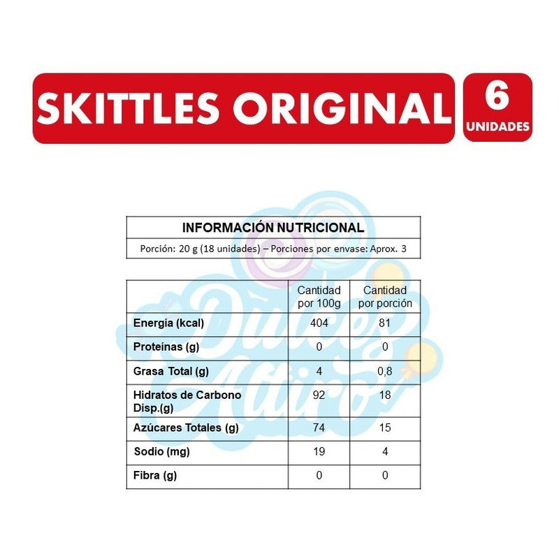 Dulces Skittles Original - Sabores Surtidos (pack De 6 Uni).