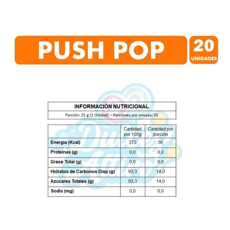 Push Pop Duo - Chupadedos Sin Gluten (caja Con 20 Unidades)
