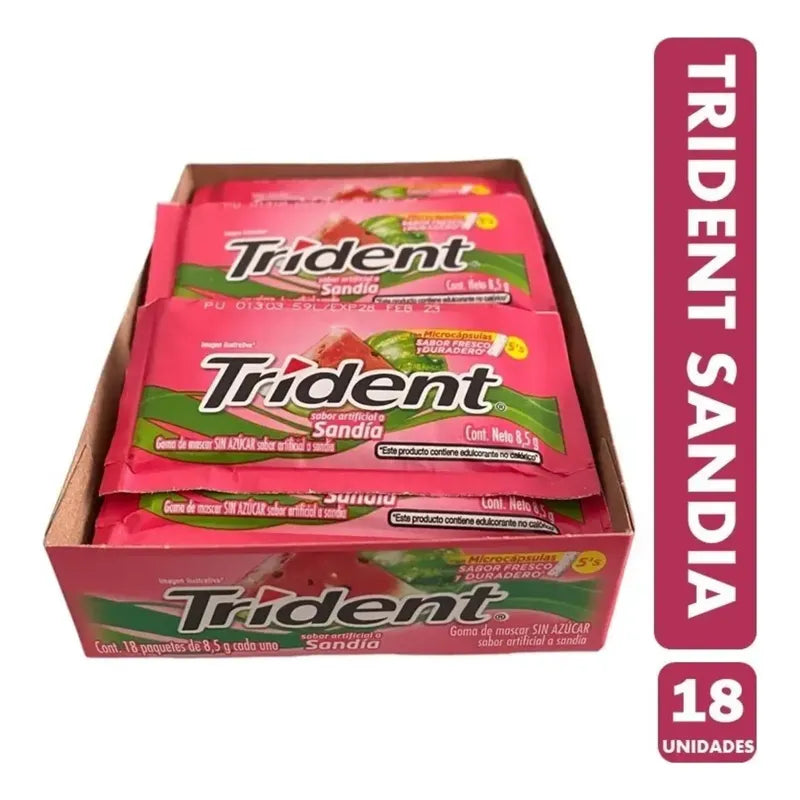 Chicle Sabor Sandía - Caja Con 18 Unidades Trident