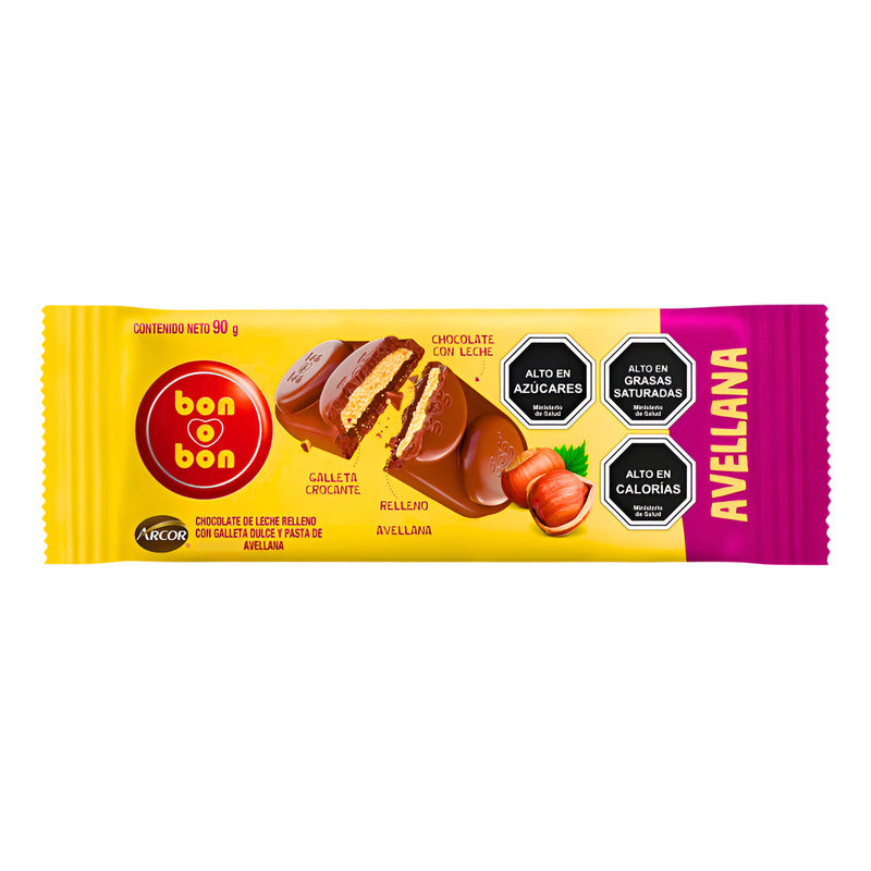 Chocolate Relleno Bon O Bon Sabor Avellana (tableta 90 Gr)