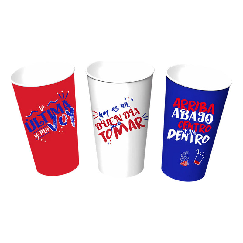 Vasos Reutilizables Del 18 Con Diseños Entretenidos (3un)