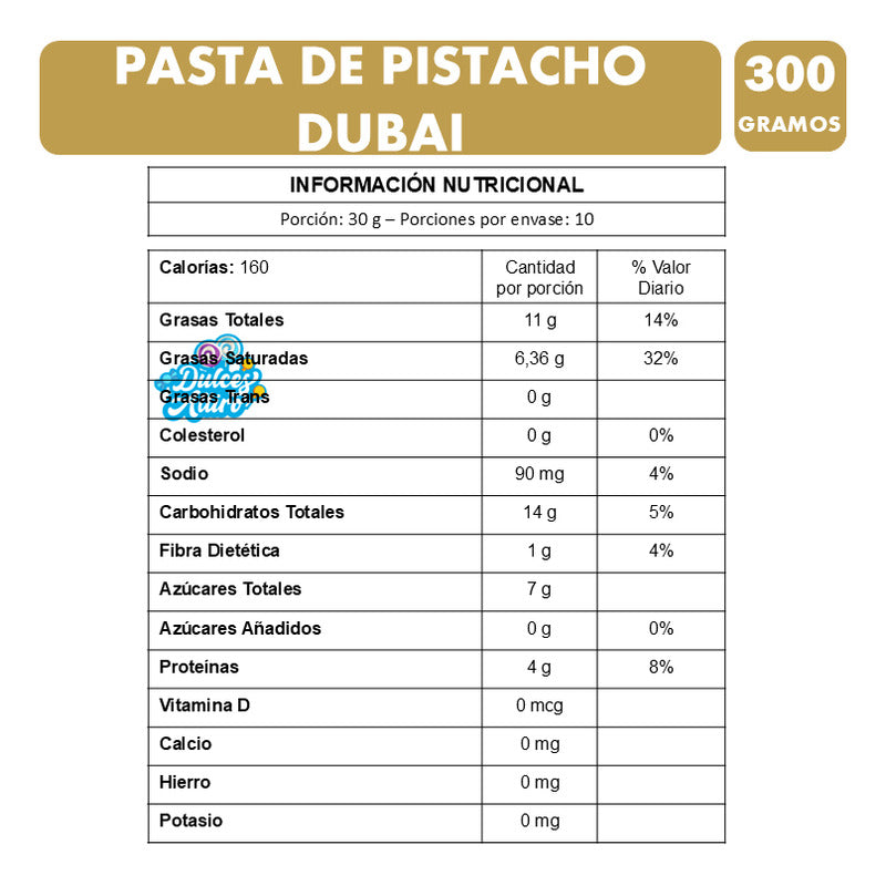 Pasta Sabor Pistacho Para Chocolate Dubai Con Kadayif (300g)