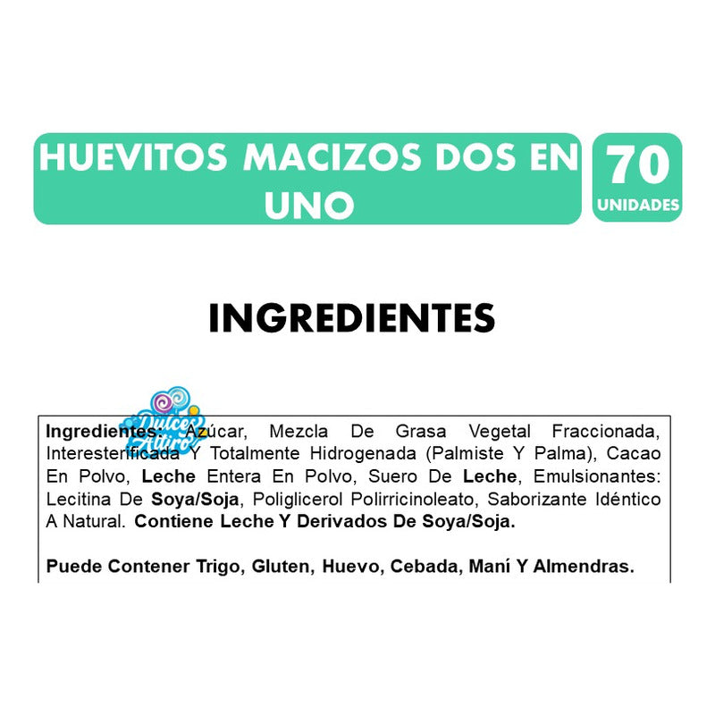 Huevos De Chocolate Macizo Dos En Uno (bolsa 70 Unidades)