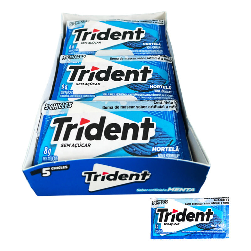 Trident Azul - Chicle Sabor Menta Suave (caja Con 18 Uni)