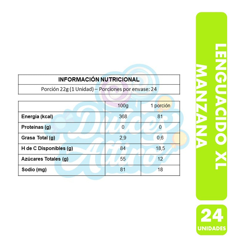 Lenguácido Xl - Masticable Sabor A Manzana  (caja Con 24 U)