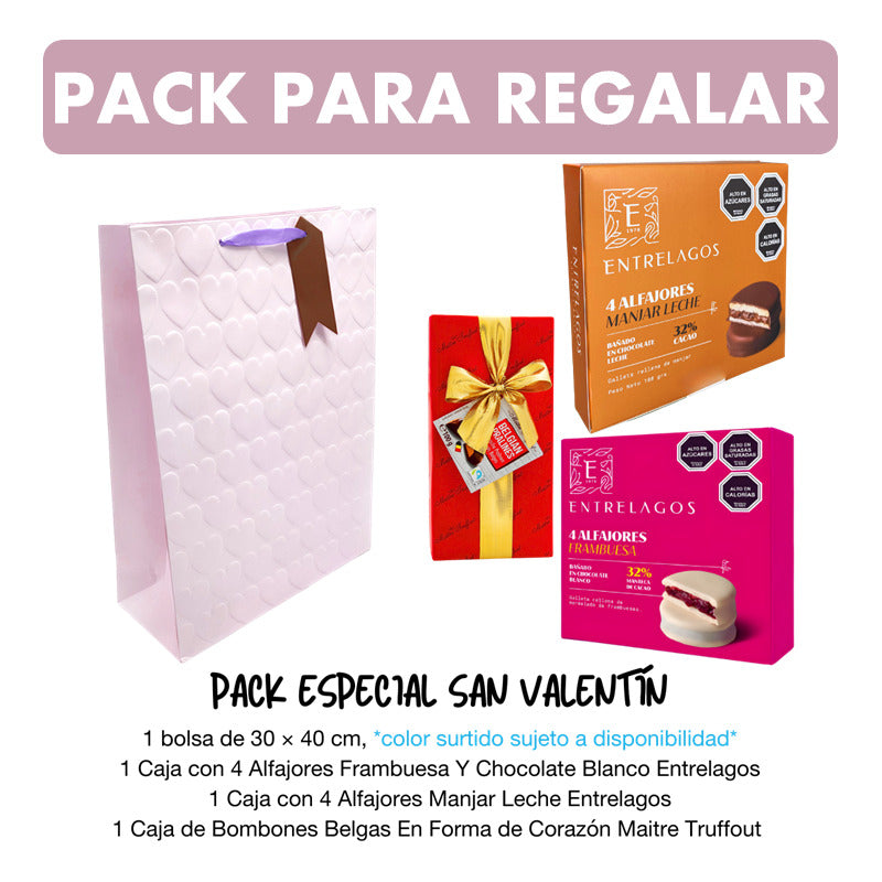 Pack Alfajores Entrelagos + Bombones + Bolsa De Regalo