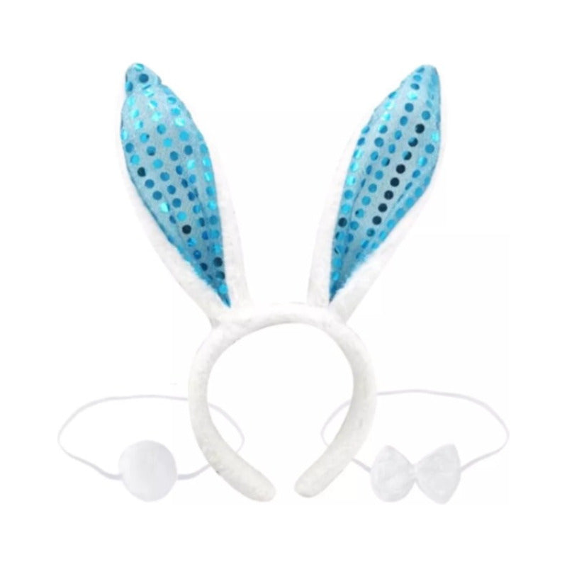 Cintillo Orejas/corbatín Con Lentejuelas De Pascua Paraniños