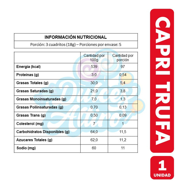Capri De Chocolate Relleno Con Sabor A Trufa (contiene 90gr)