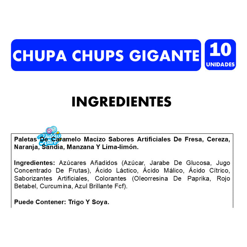 Chupa Chups En Tamaño Gigante - Coyacs Sabores Frutales