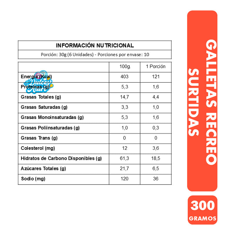 Galletas Dulces Recreo Con Glaseadas Y Chips (contiene 300g)