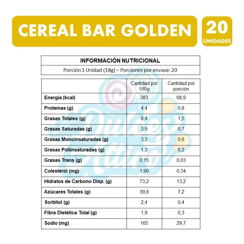 Barras De Cereal Costa Golden 20 Barras Caja De 360 G