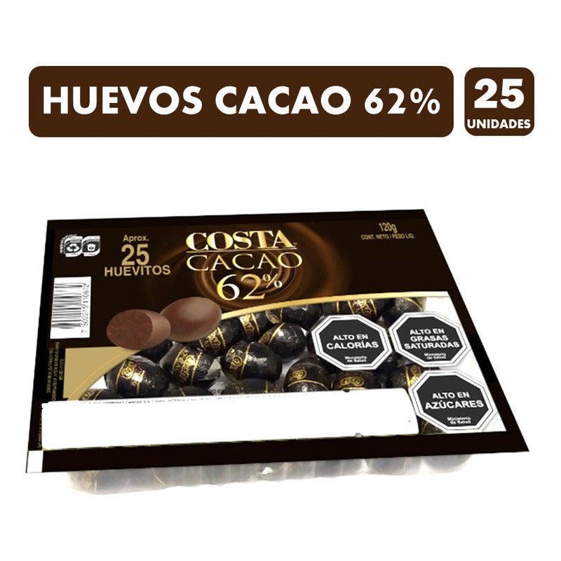 Huevitos Costa, 62% Cacao - Especial Pascua (bandeja 25 Uni)