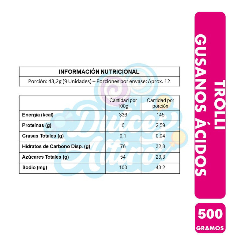Trolli Gomitas Ácidas Con Forma De Gusanos(pote Con 500g)