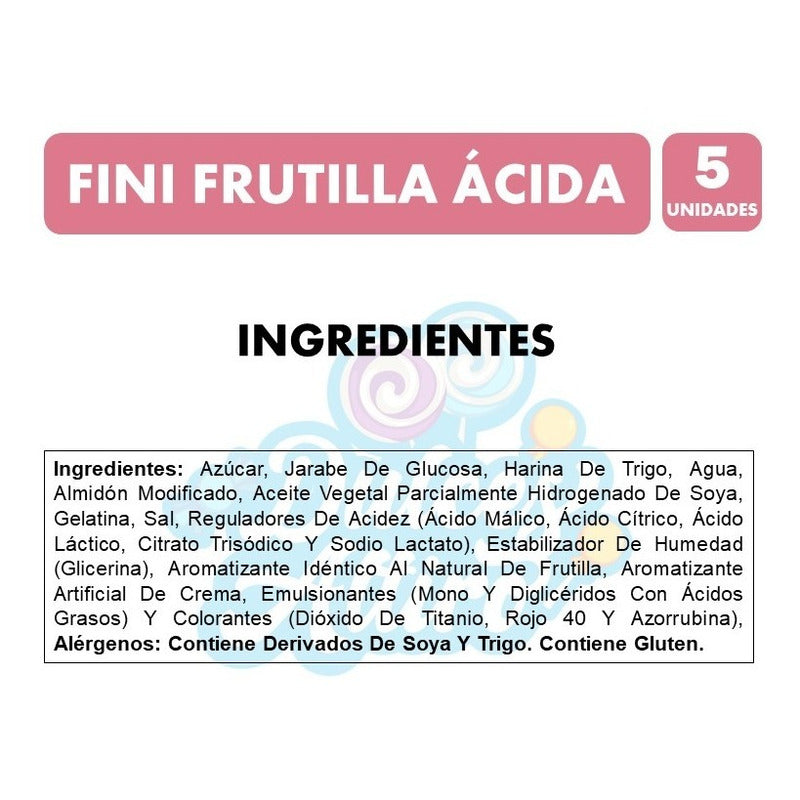 Fini Frutilla Acida - Tubos Rojos (pack Con 5 Un)